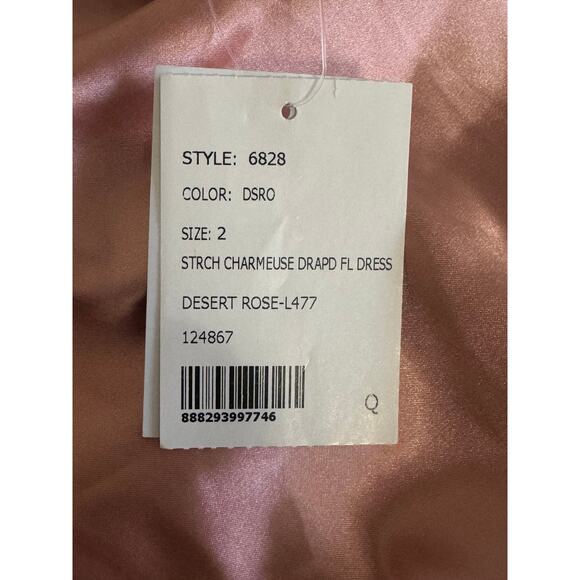 NWT Dessy After Six Faux Wrap Midi Dress in Desert Rose Size 2 - Picture 7 of 13